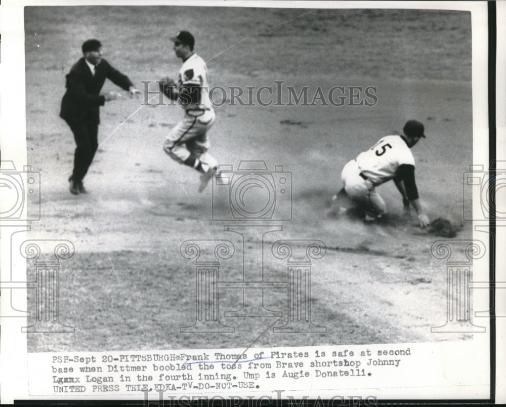 1956 Press Photo Frank Thomas, Pittsburgh Pirates, Jack Dittmer Milwaukee Braves - Historic Images