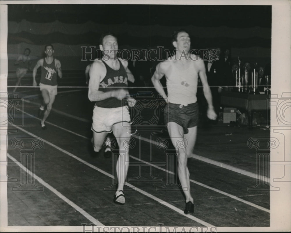 1940 Press Photo G. Cunningham, Gene Venske, Veterans, Foreign Wars Track Meet - Historic Images