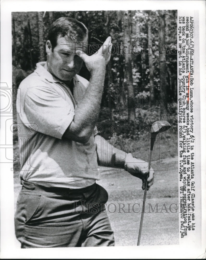1968 Press Photo Golfer Bob Lunn, U.S Open Qualifying Round Atlanta Country Club - Historic Images