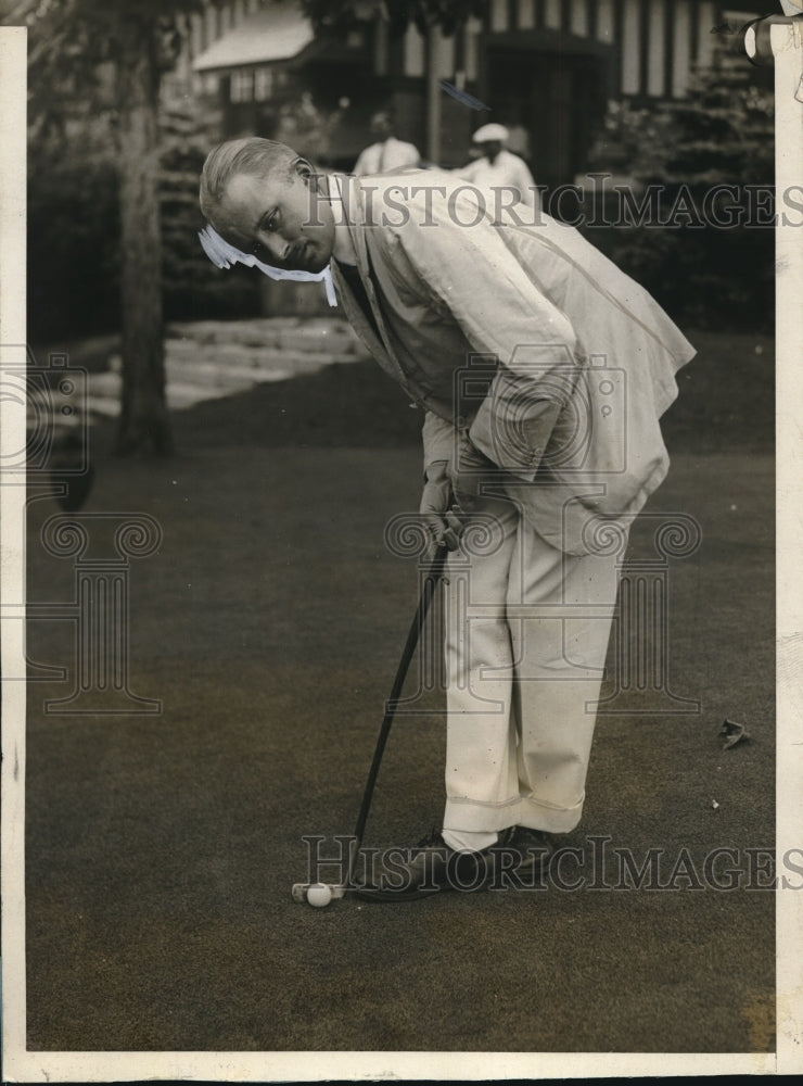 1928 Press Photo Edward F. Storey, British Walker Cup Team Practice, Illinois - Historic Images