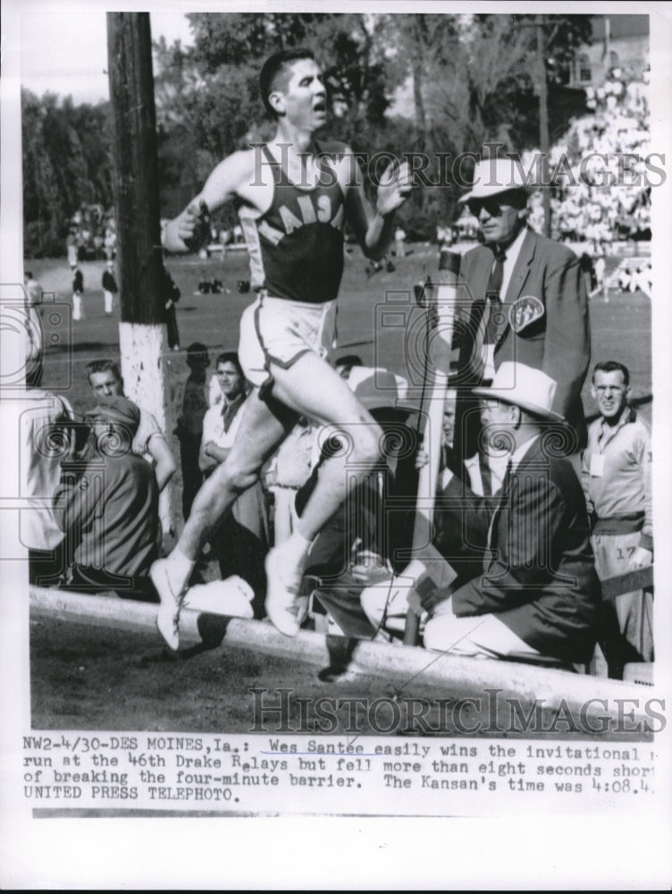 1955 Press Photo Invitational Run, Drake Relays, Wes Santee, Des Moines, Iowa - Historic Images