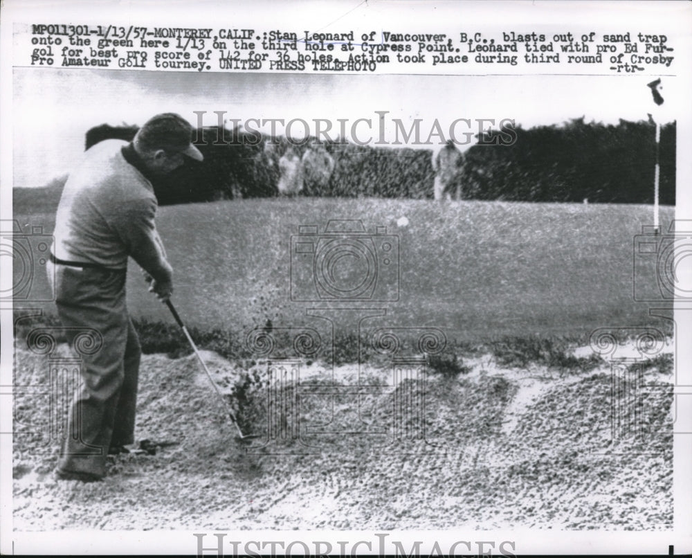 1957 Press Photo Stan Leonard, Crosby Pro Amateur Golf Tournament, California - Historic Images