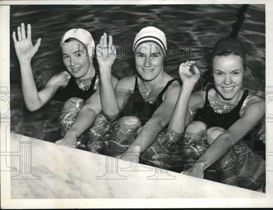 1938 Press Photo Swimmers Virginia Hopkins,Irish Cummings & Billie Steitz - Historic Images