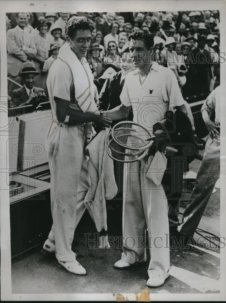 1934 Press Photo FX Shields defeats Red Perry during the Davis Cup - nes10703 - Historic Images