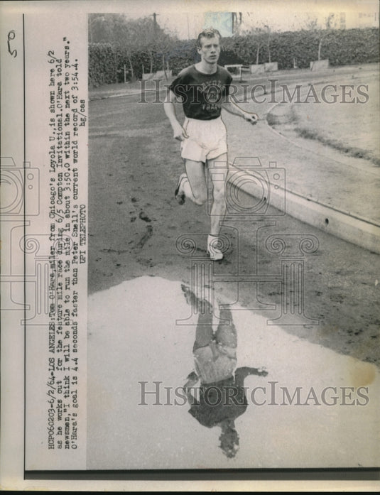 1964 Press Photo Tom O'Hara working out for the feature mile race. - nes10752 - Historic Images