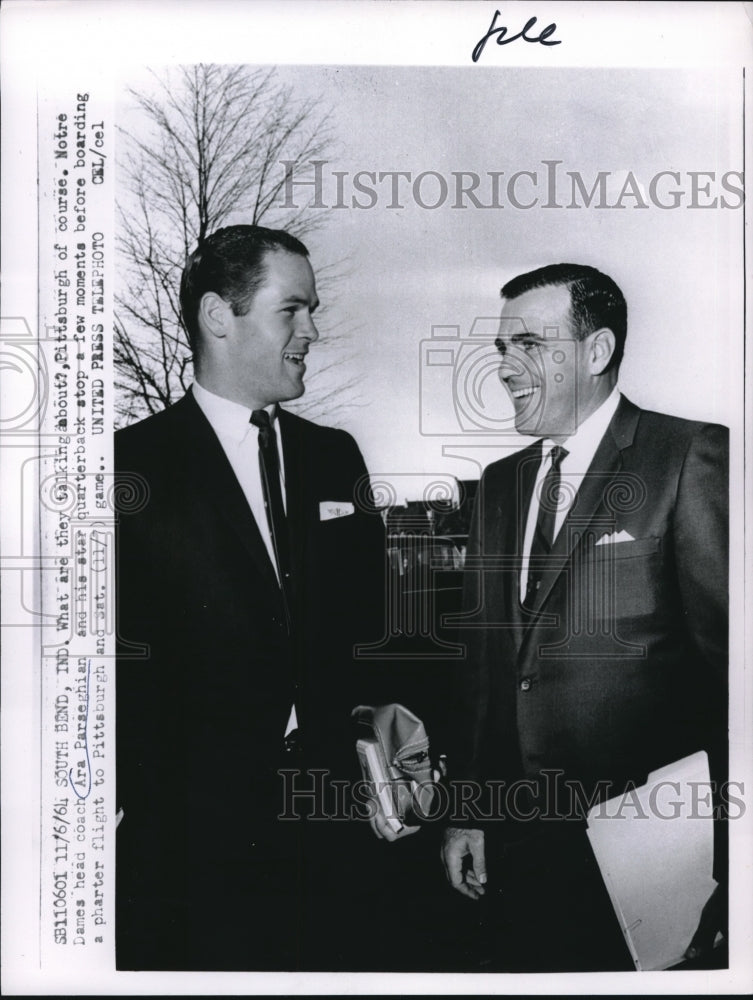 1964 Press Photo Notre Dame Head Ara Parseghian &amp; His Star Quarterback - Historic Images