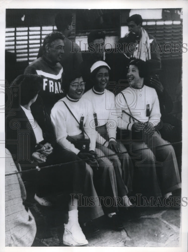 1952 Press Photo Nipponese Girls Watch Swimming Meet - nes11139 - Historic Images