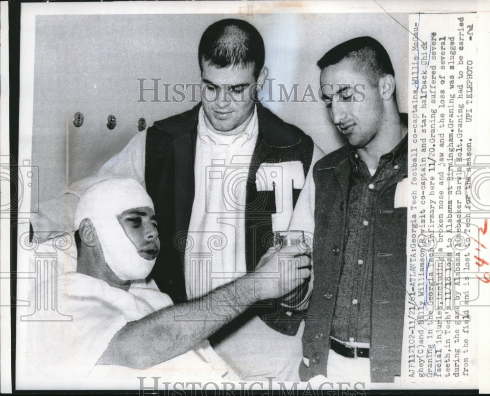 1961 Press Photo Atlanta, Ga Geo. Tech football W McGaughey, B Williamson, - Historic Images