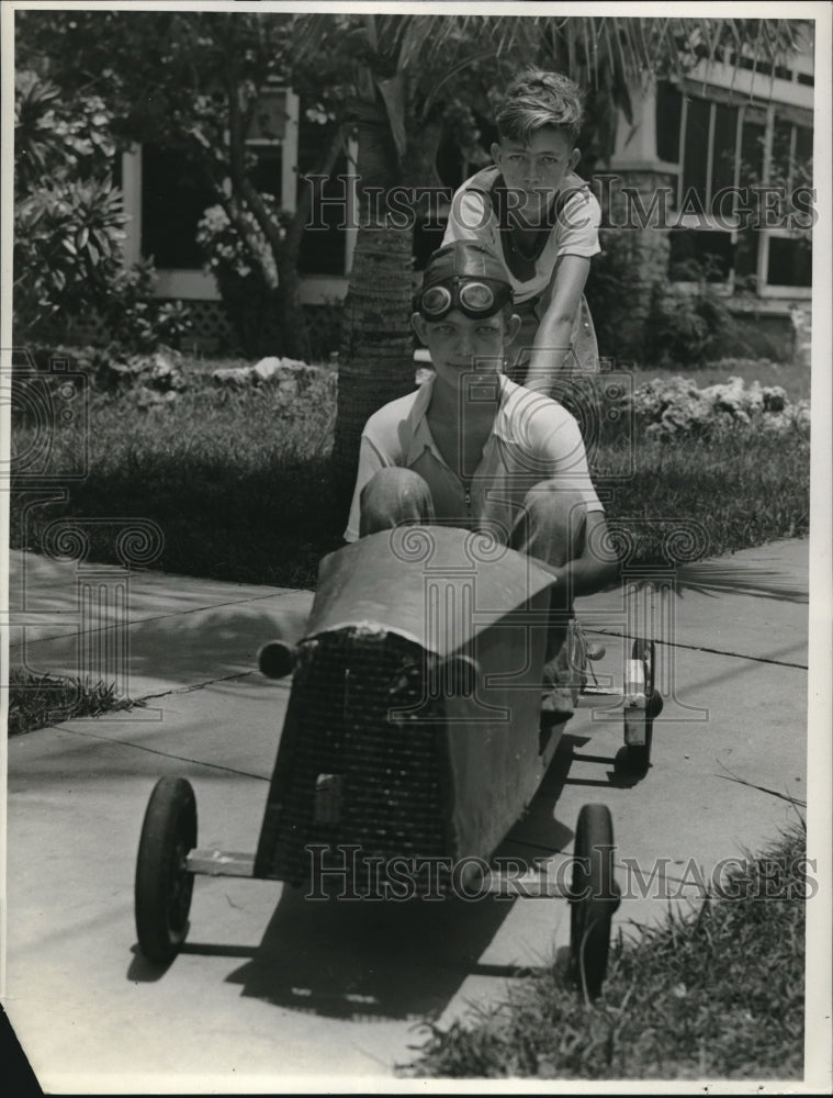 1937 Press Photo Miami, Fla. Billy Dodd, Denson Graumlich in soapbox derby - Historic Images