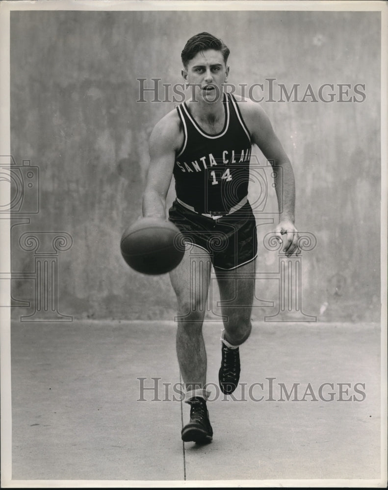 1942 Press Photo Pete Mandler, Guard, Santa Clara - nes11492 - Historic Images