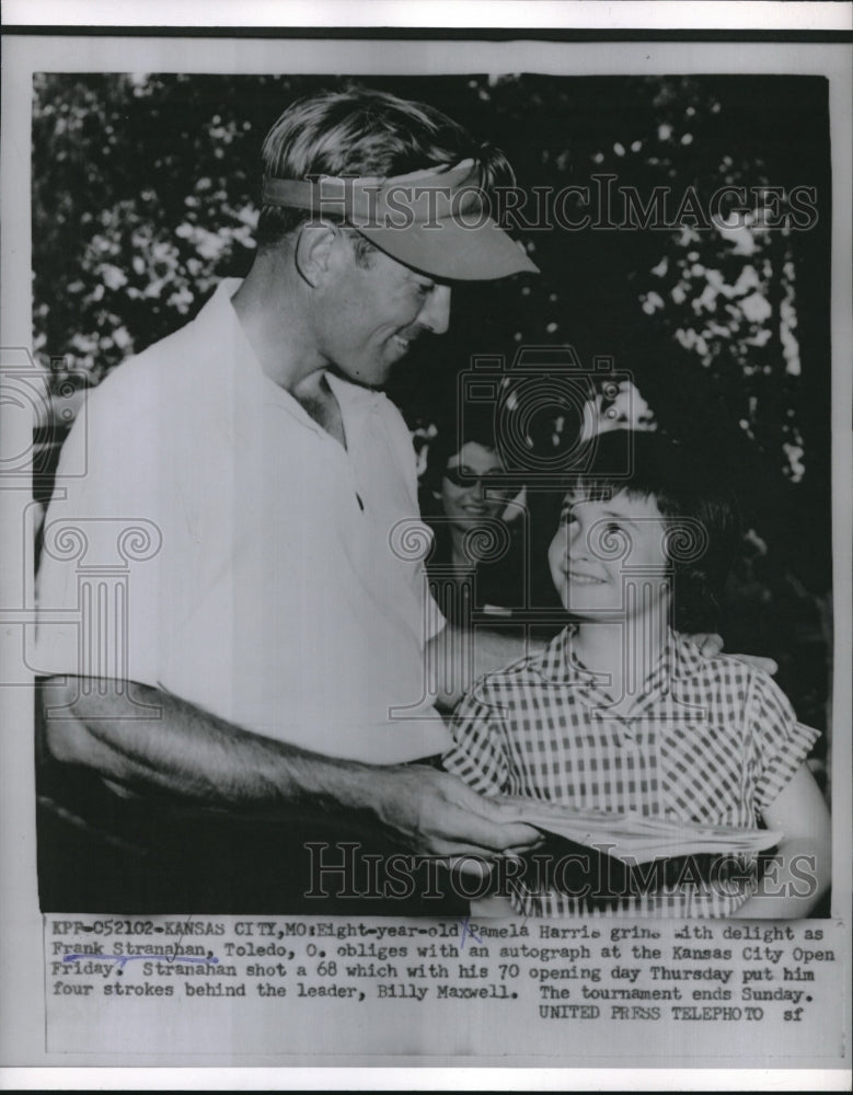 1955 Press Photo Pamela Harris & Golfer Frank Stranahan at Kansas City Open Golf - Historic Images