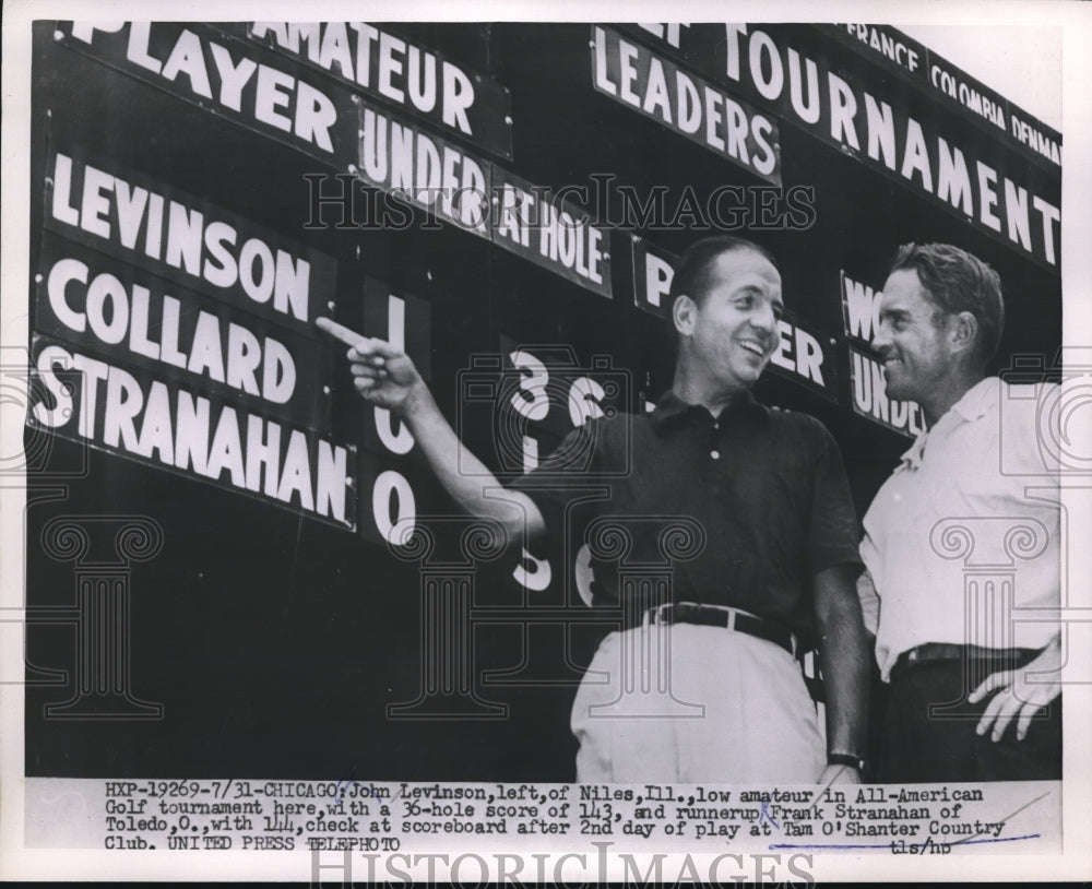 1953 Press Photo Chicago, John Levinson, Frank Stranahan at All American Golf - Historic Images