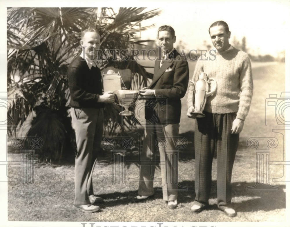 1935 Press Photo Miami, Fla. Arthur Lynch, Ned Everhart,John Cummings Jr,golf - Historic Images