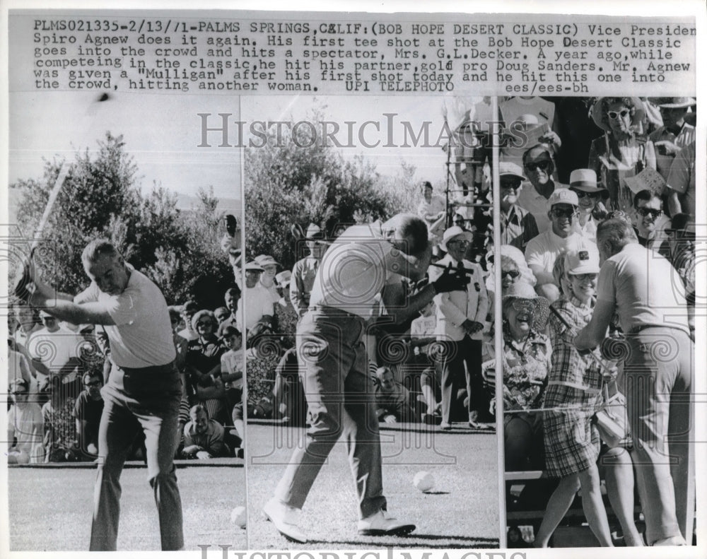 1971 Press Photo Vice President Spiro Agnew hit a ball into Mrs. G.L Decker - Historic Images