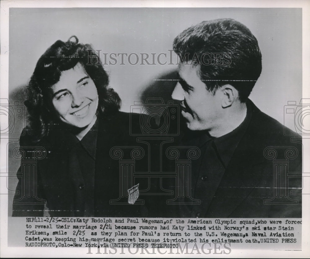 1952 Press Photo Katy Rodolph and Paul Wegeman, of the American Olympic Squad. - Historic Images