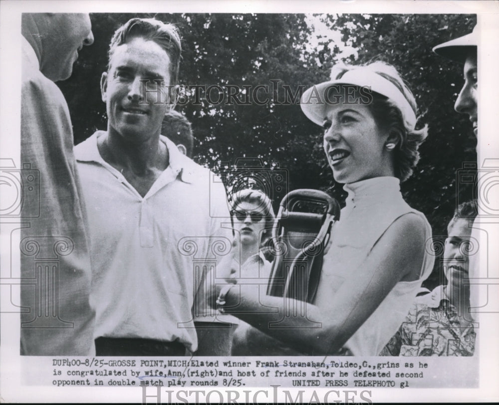 1954 Press Photo Grosse Pt, Mich Golfer Frank Stranahan &amp; wife - nes11944 - Historic Images