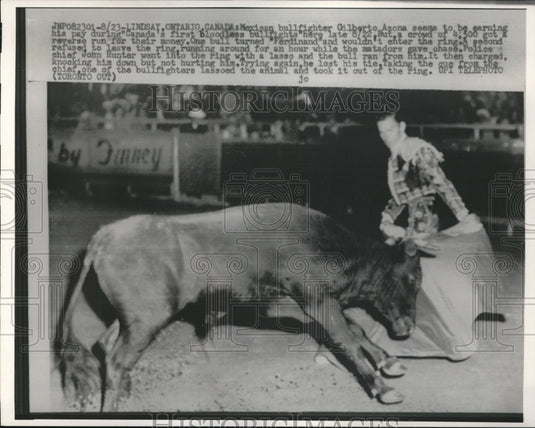 1958 Press Photo Mexican Bullfighter Gilberto Azona in Canada's - nes12052 - Historic Images