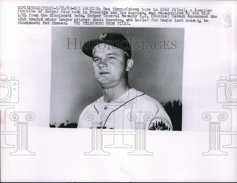 1963 Press Photo Don Zimmerman favorite of Dodger fans - nes12153 - Historic Images