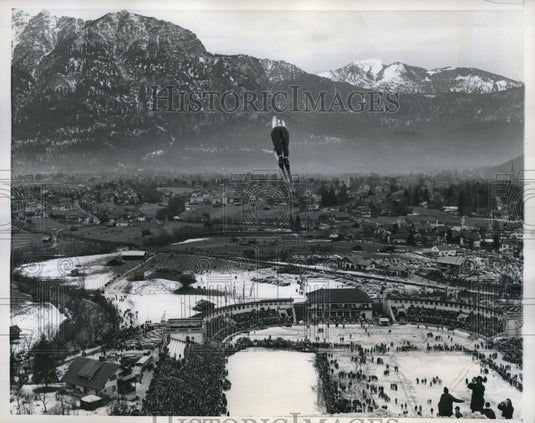 1960 Press Photo Germany, Joze Slibar, Yugo ski jumper at meet - nes12207 - Historic Images