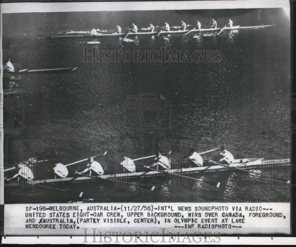 1956 Press Photo US Eight Oar Crew Wins Over Canada in Australia - nes12216 - Historic Images