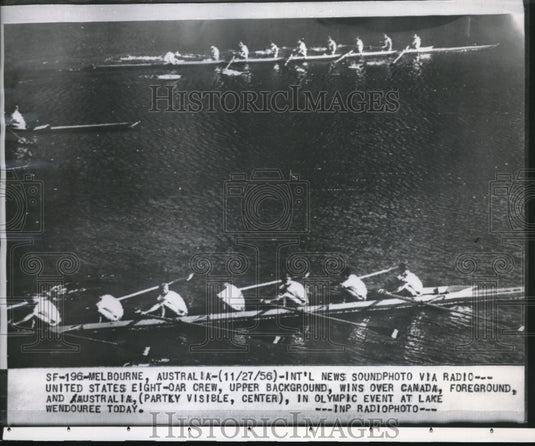 1956 Press Photo US Eight Oar Crew Wins Over Canada in Australia - nes12216 - Historic Images