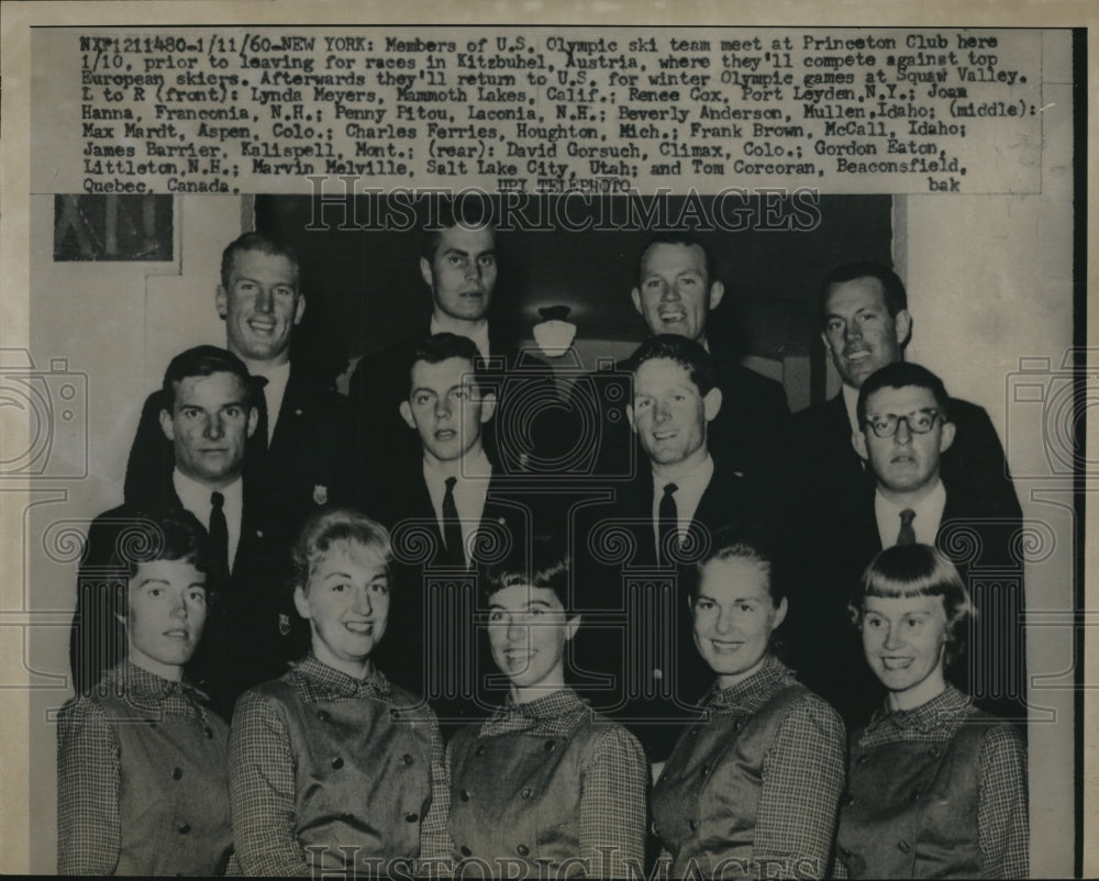 1960 Press Photo US Olympic ski team, Meyers,Cox,Mardt,Ferries,Brown - Historic Images