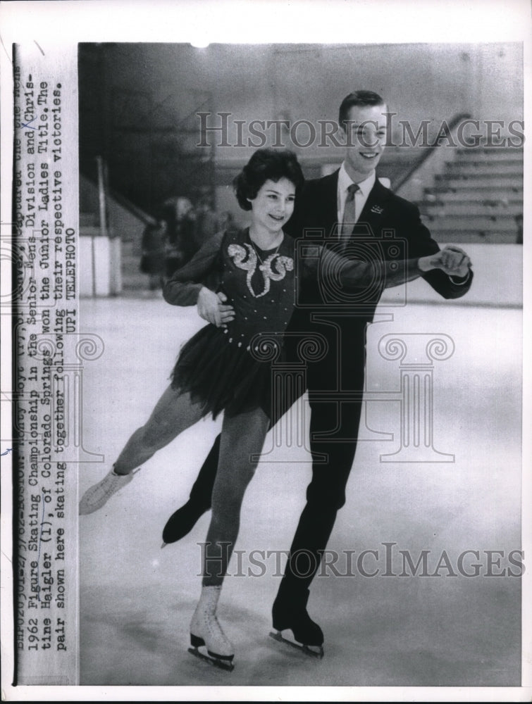 1962 Press Photo Figure Skating Championship, Christine Haigler, H Hoyt - Historic Images