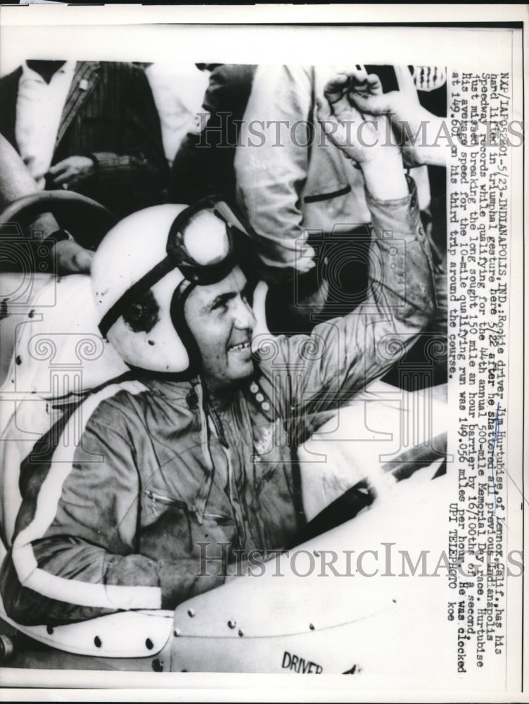 1960 Press Photo Rookie Race Car Driver Jim Hertubise at 500 Mile Memorial Day - Historic Images