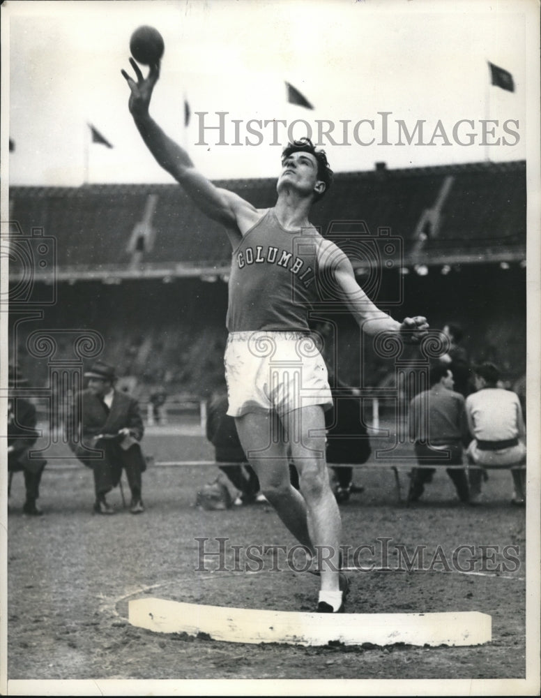 1937 Press Photo Frank Ryan, Columbia University shot put winner - nes12262 - Historic Images