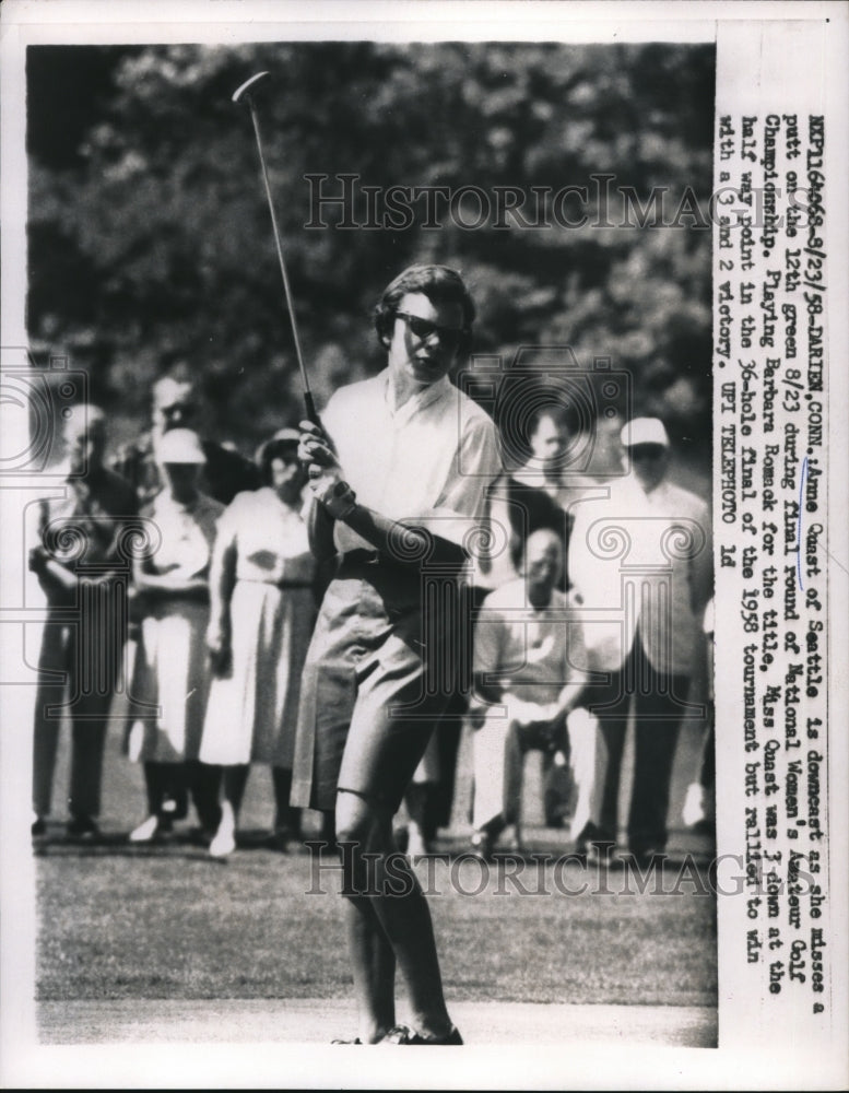 1958 Press Photo Darien, Conn Anne Quast at Natl Womens Golf Chmpionship - Historic Images