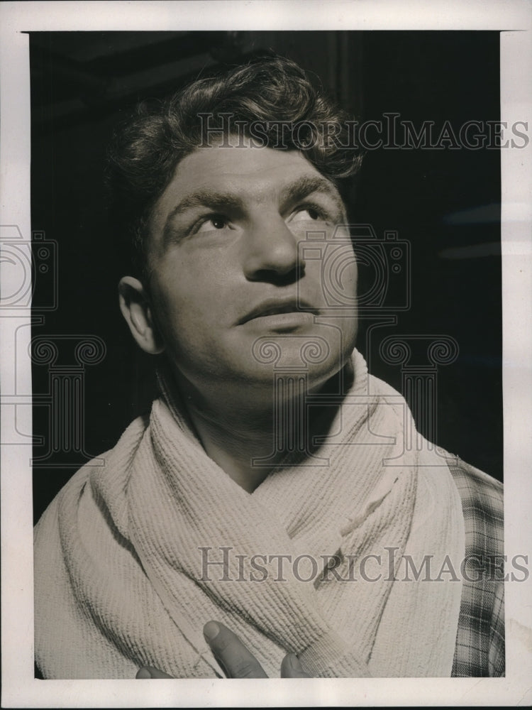 1941 Press Photo Lou Nova rains for Max Baer in a heavy fight on April 4 - Historic Images