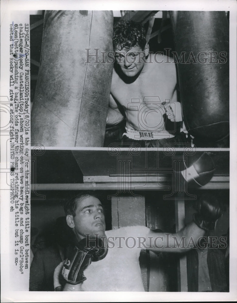 1954 Press Photo Rocky Castellani To Fight Carl Olson For Middleweight Title - Historic Images