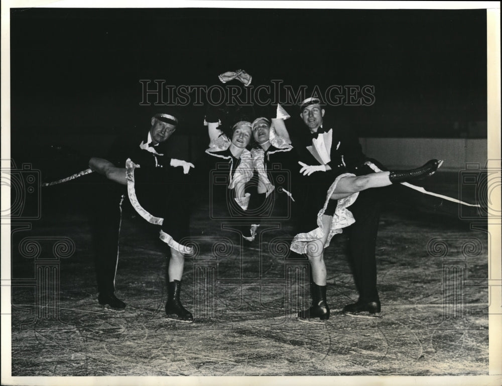 1934 Press Photo Ice Skating Carnival, Roy Hunt, Nettie Prantel, Valerie Jones - Historic Images
