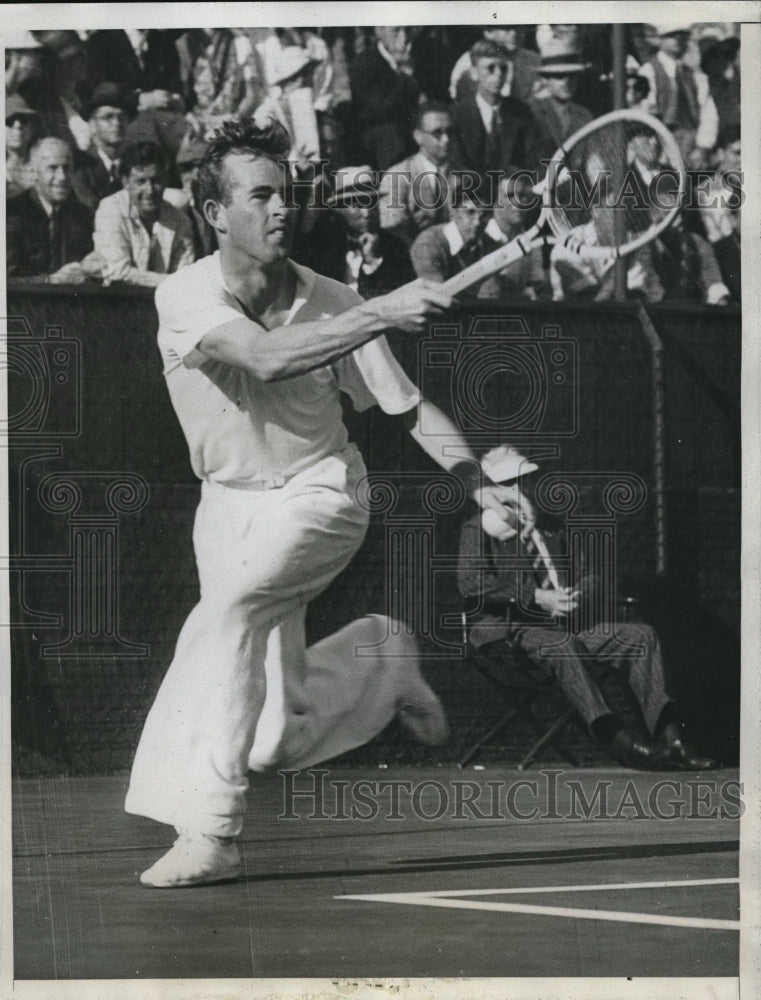 1933 Press Photo Jack Tidball during Pacific Southwest tennis championships. - Historic Images