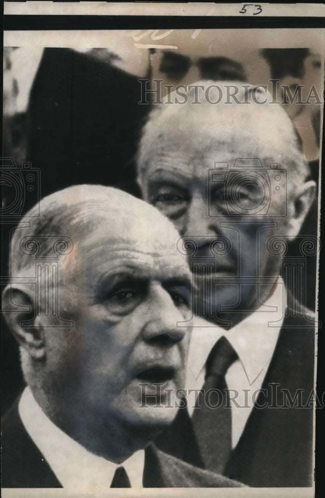 1962 Press Photo French Pres. Charles de Gaulle speaks at Cologne-Wahn Airport - Historic Images