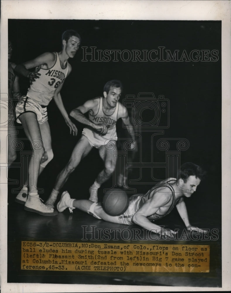 1948 Press Photo Columbia, Mo Don Evans of Colo vs Don Streer, P Smith of Mo - Historic Images