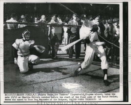 1956 Press Photo Johnny Kucks and Charlie Silvera - nes13197 - Historic Images