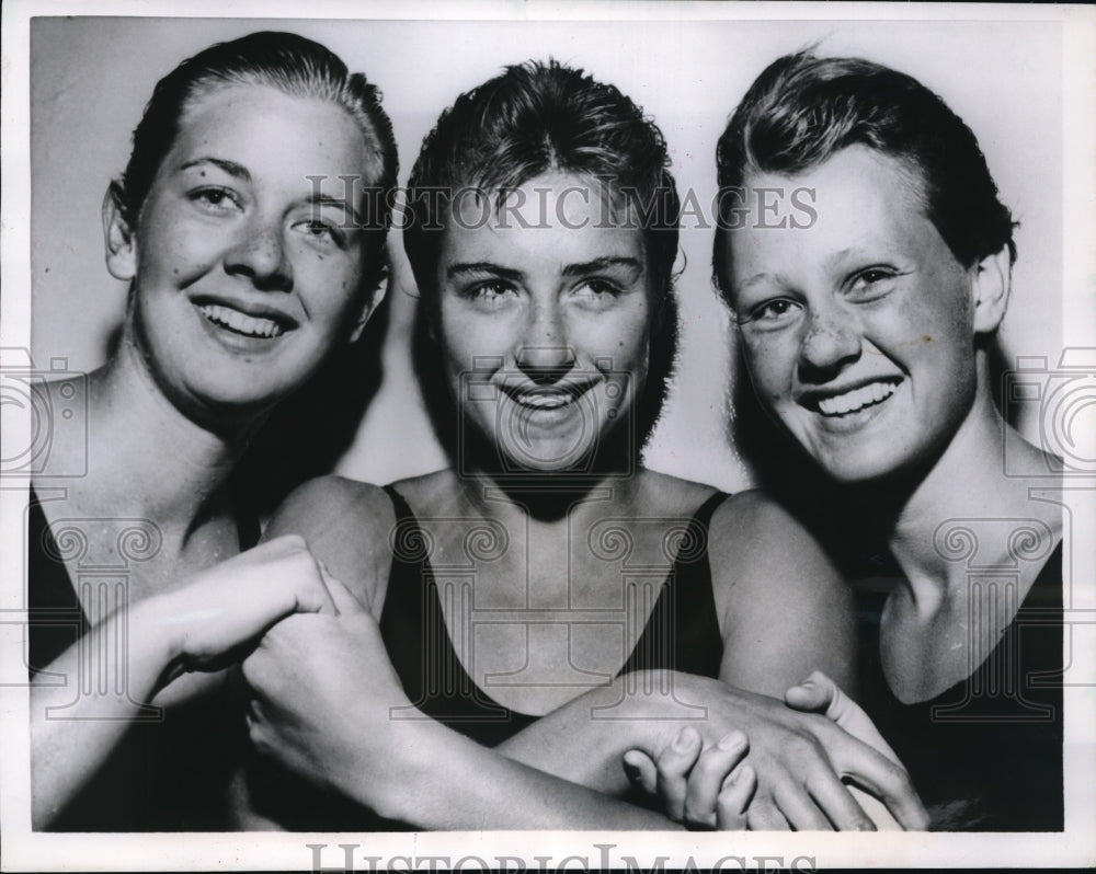 1956 Press Photo Helen Stewart, Gini Grant, Sara Barber. - nes13341 - Historic Images