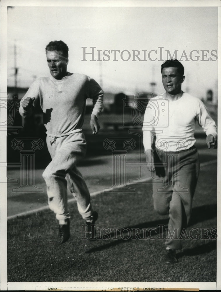 1932 Press Photo L. Lehtinin &amp; L. Virtanen train for Olympics 5000 &amp; 10,000 - Historic Images