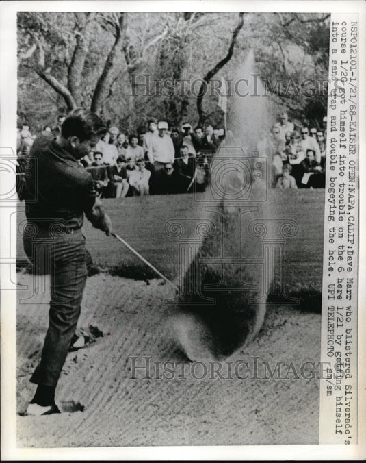 1968 Press Photo Dave Marr in the sand trap and double bogeying the hole - Historic Images