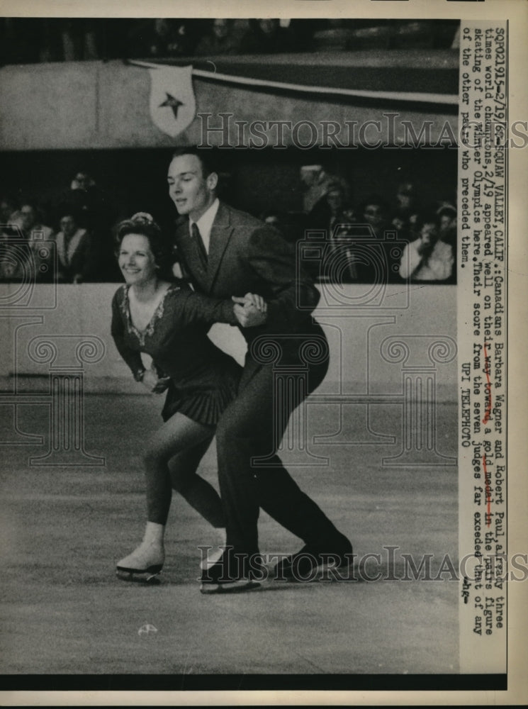 1960 Press Photo Canadiens Robert Paul and Babara Wagner at Squaw Valley - Historic Images