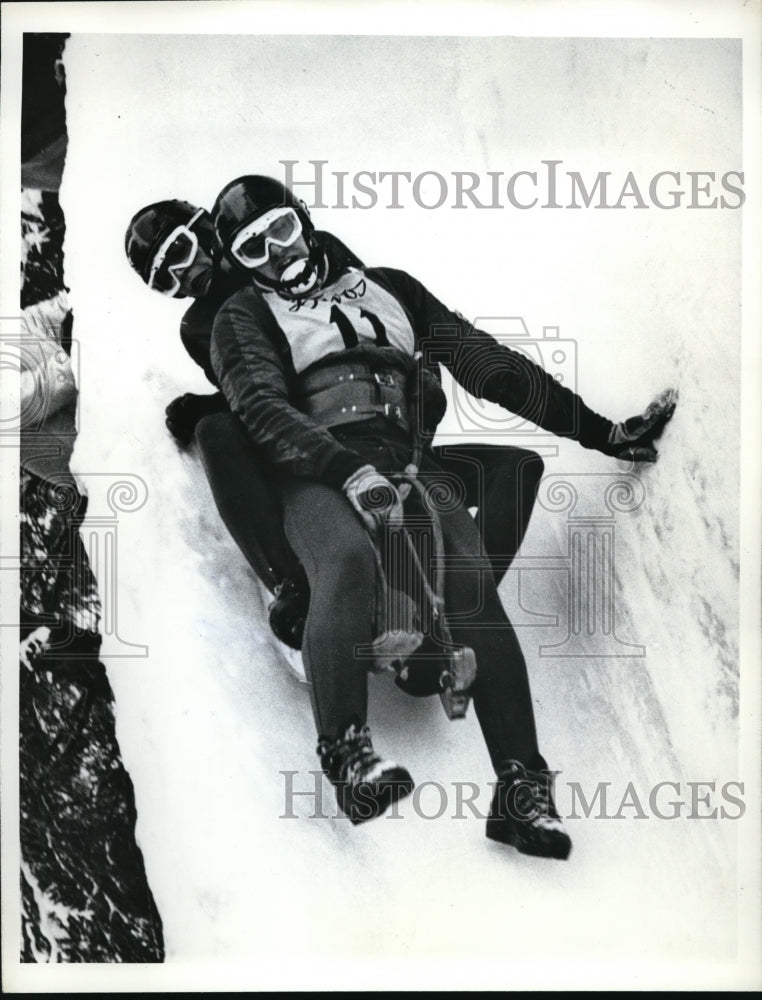 1965 Press Photo Wolfgang Scheidel and Michael Kohler of East Germany wins at - Historic Images