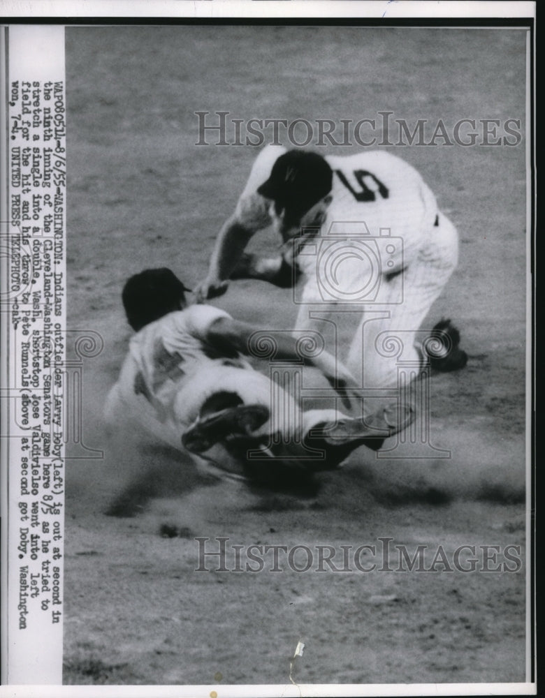 1955 Press Photo Washington Indians outfielder Larry Doby - nes13805 - Historic Images