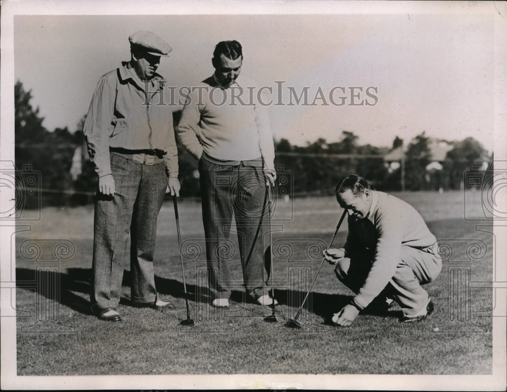 1936 Press Photo Leo Diefel, Willie Kliein, and Ky Laffoon get ready for PGA - Historic Images
