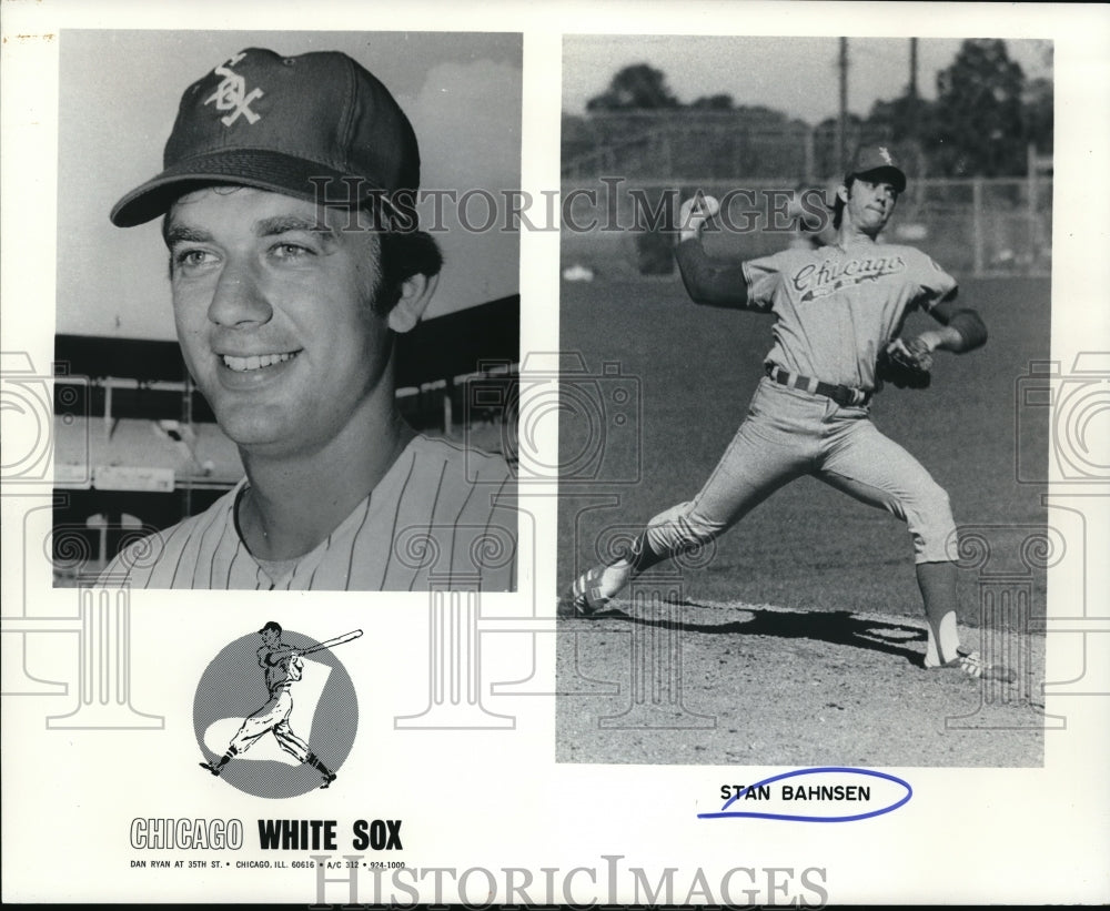 1974 Press Photo Chicago White Sox Stan Bahnsen Front View & Throwing Action - Historic Images