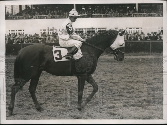 1938 Press Photo Jockey, F.A.Smith. Warlaine owned by Mrs. Weston W. Adams - Historic Images