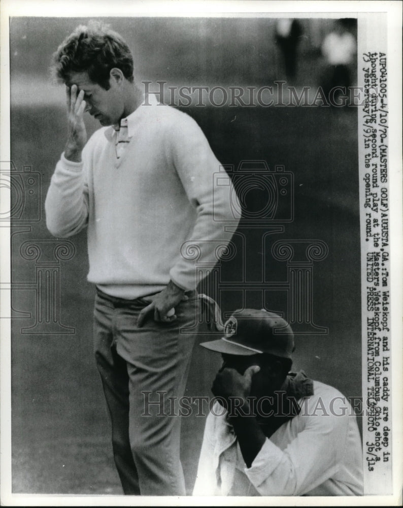 1970 Press Photo Atlanta, Ga Masters golf tourney, Tom Weiskopf &amp; caddy - Historic Images