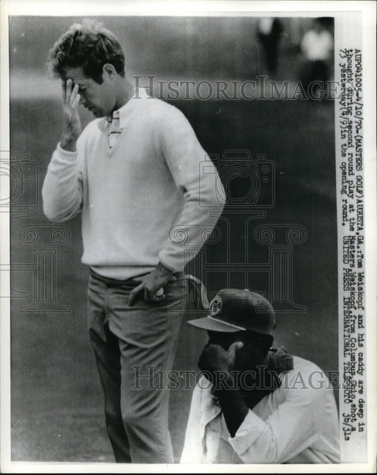 1970 Press Photo Atlanta, Ga Masters golf tourney, Tom Weiskopf & caddy - Historic Images