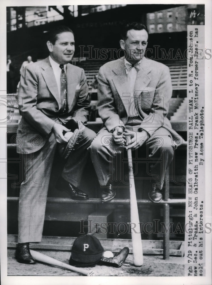 1950 Press Photo Heads of Pittsburgh ball team Tom Johnson & John Gailbraith - Historic Images