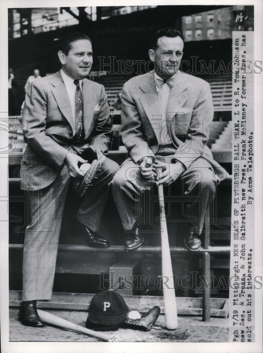 1950 Press Photo Heads of Pittsburgh ball team Tom Johnson & John Gailbraith - Historic Images